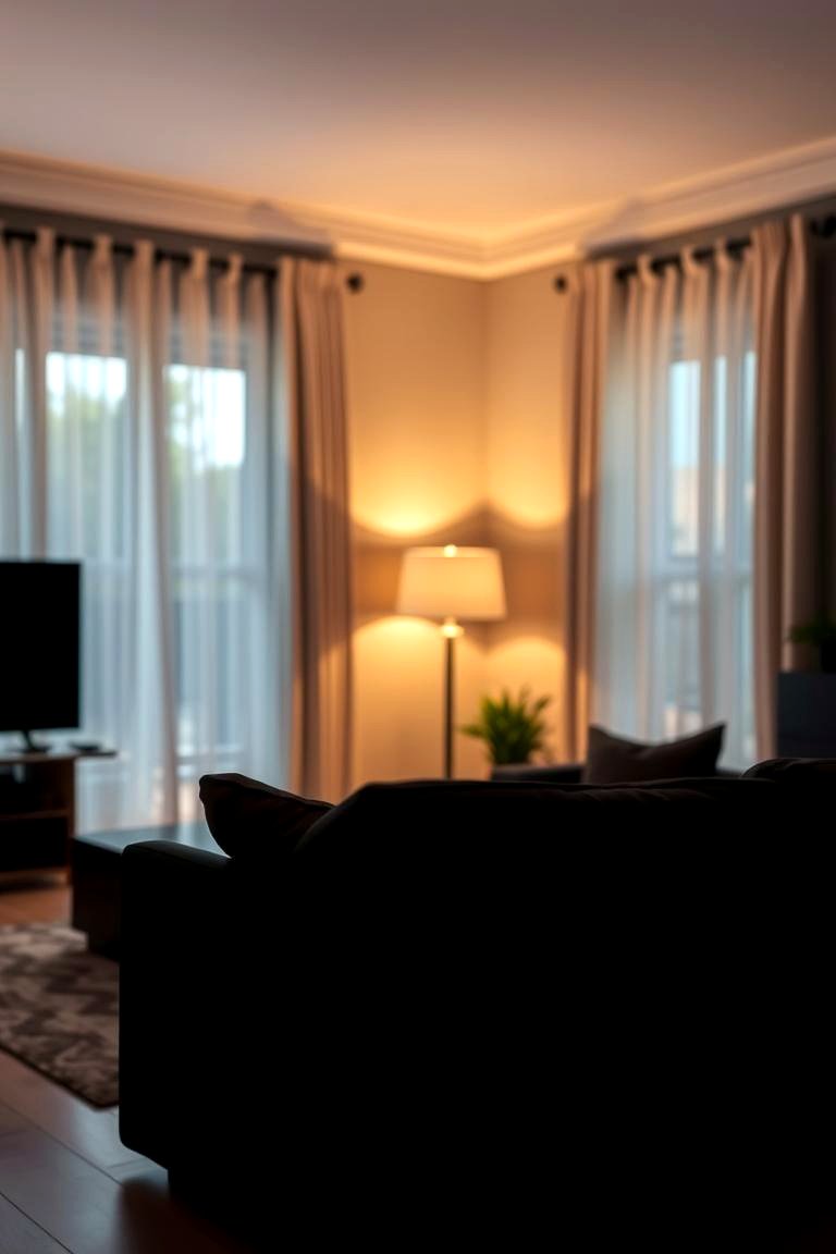 Opt for Warm Lighting - 24 Living Room Ideas With Black Couches