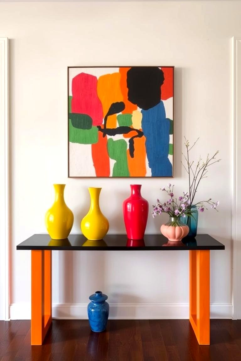 Opt for a Bold Color Scheme to Make a Statement - 24 Entry Table Decor Ideas