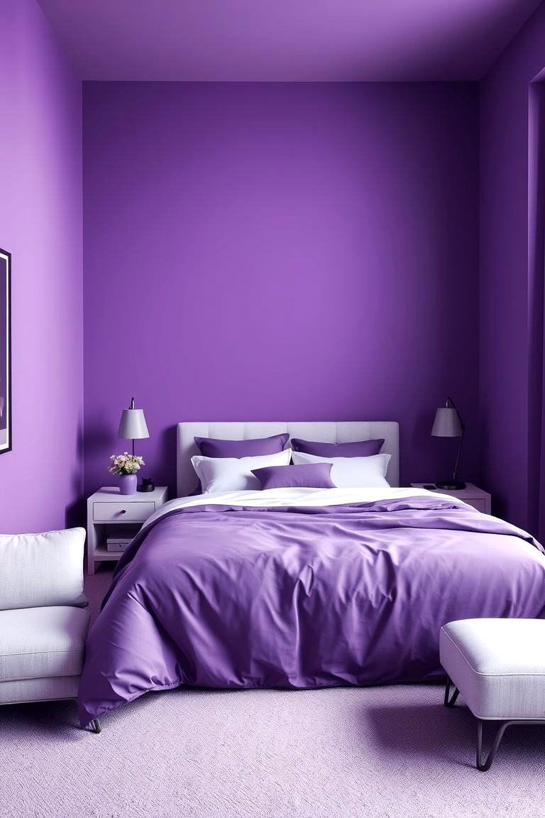 Opt for a Monochromatic Purple Scheme for Boldness - 24 Purple Bedroom Ideas