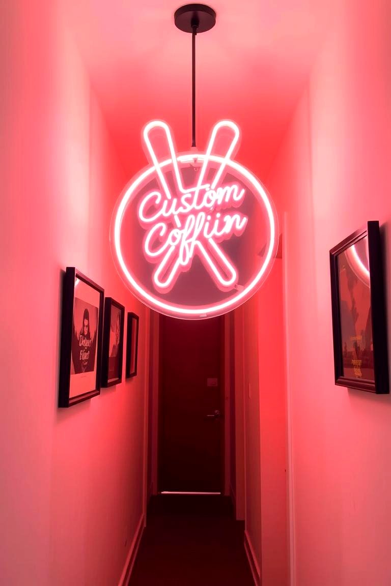 Opt for a Neon Sign for a Playful Touch - 24 Narrow Hallway Lighting Ideas