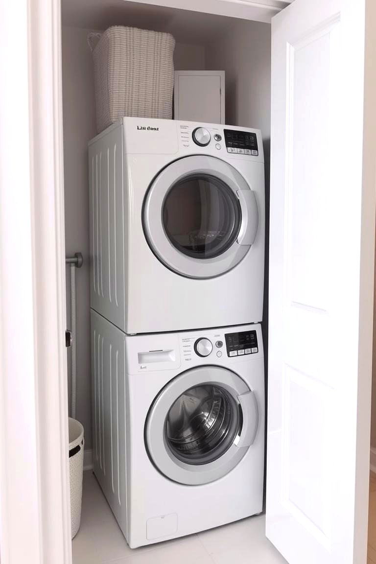 Opt for a Stacked Washer and Dryer - 24 White Laundry Room Ideas