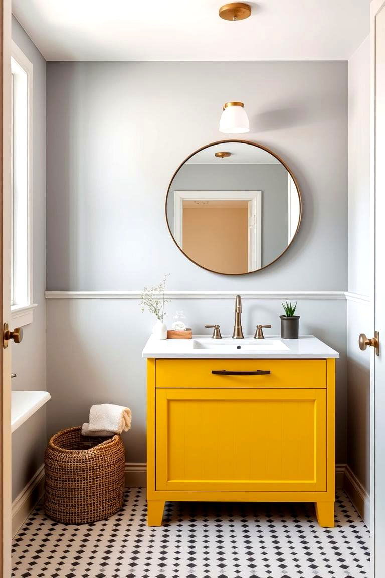 Opt for a Yellow Vanity Unit - 24 Yellow Bathroom Ideas