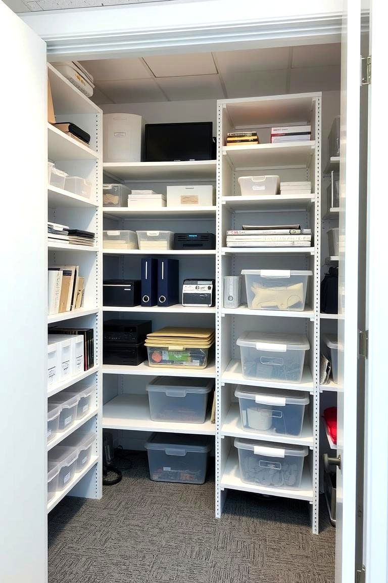 Optimize Closet Space with Shelving and Organizers - 24 Office Storage Ideas