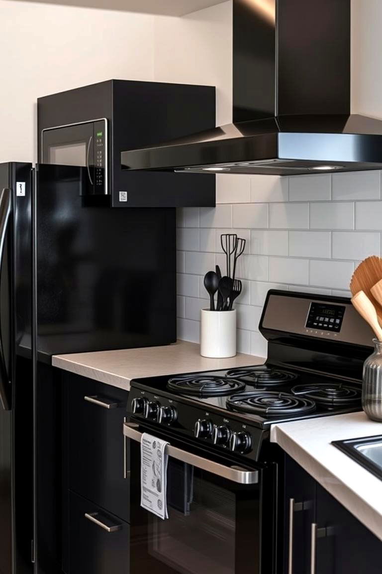 Optimized Kitchen Workflow - 24 Small Kitchen with Black Appliances Ideas