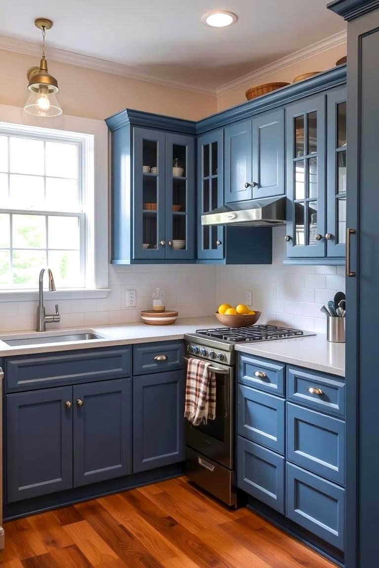 Optimized Space for Practical Kitchen Use - 24 blue farmhouse kitchen cabinets