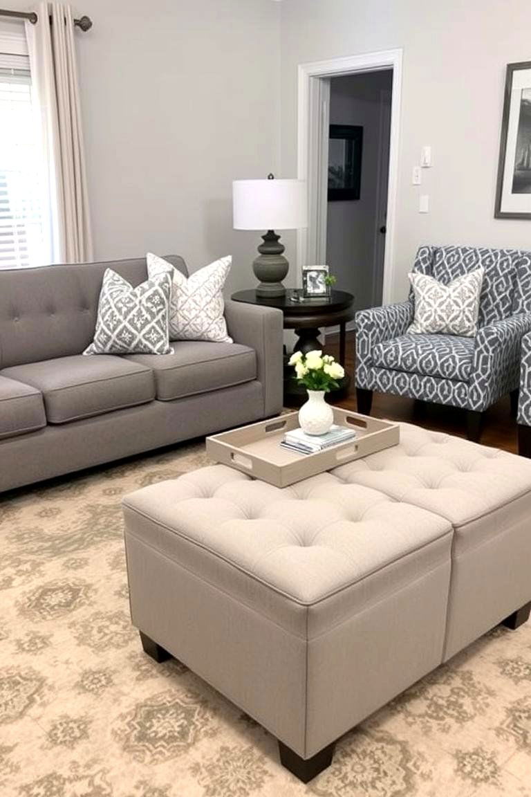 Opting for Versatile Ottomans Instead of a Coffee Table - 24 Living Room Layout Ideas
