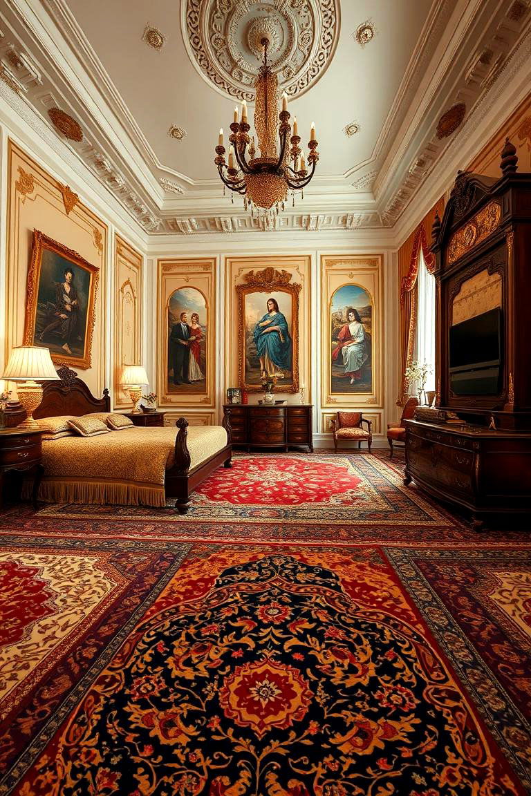 Opulent Flooring with Persian Rugs - 24 Victorian Bedroom Ideas