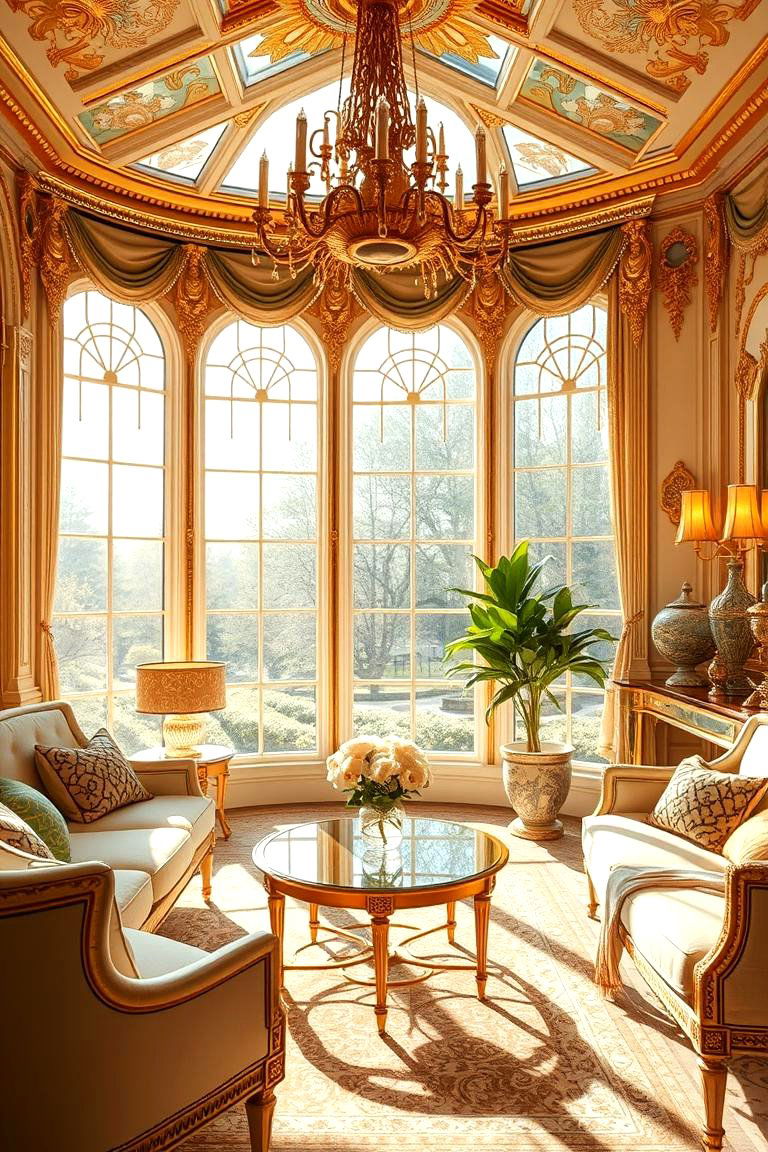 Opulent Gold Accents - 24 Sunroom Color Ideas