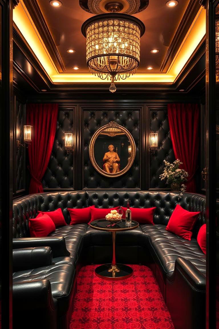 Opulent Living Black Leather and Red Velvet - 24 Black and Red Living Room Ideas