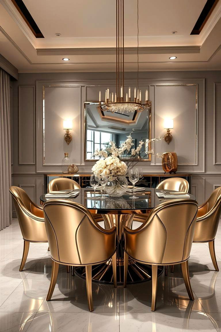 Opulent Metallic Finishes - 24 Glam Dining Room Ideas