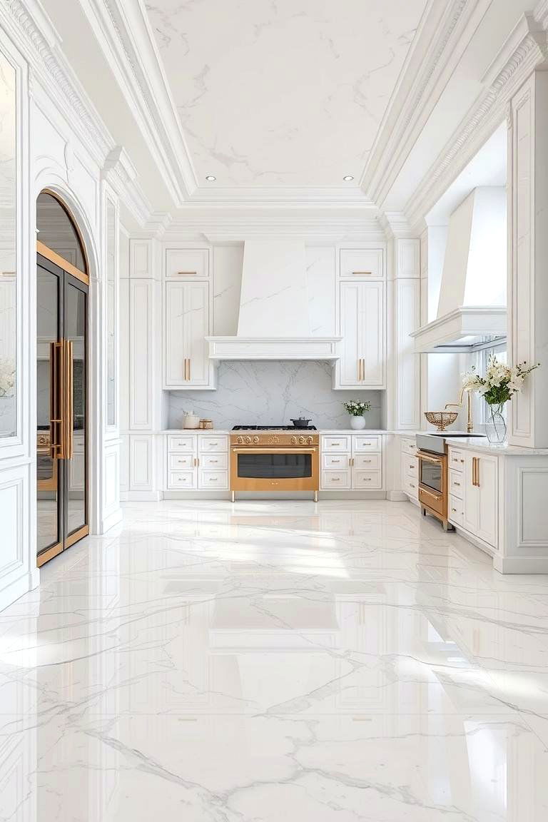 Opulent Natural Stone Marble - 24 Kitchen Floor Ideas