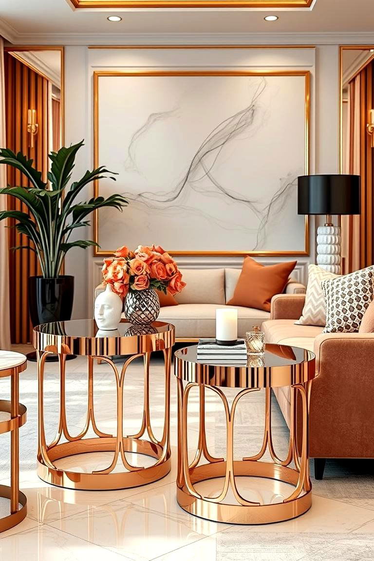 Opulent Rose Gold Accent Tables - 24 Rose Gold Bedroom Ideas