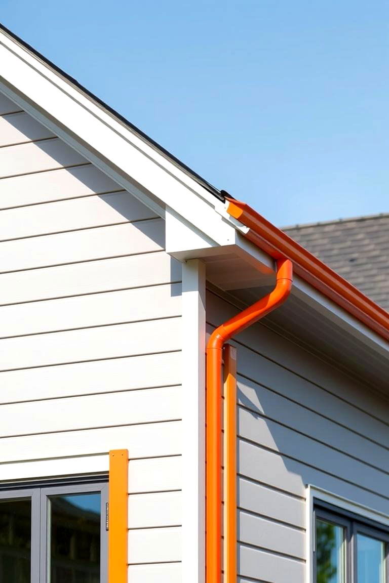 Orange Gutters and Downspouts as Subtle Accents - 24 Orange House Exterior Ideas