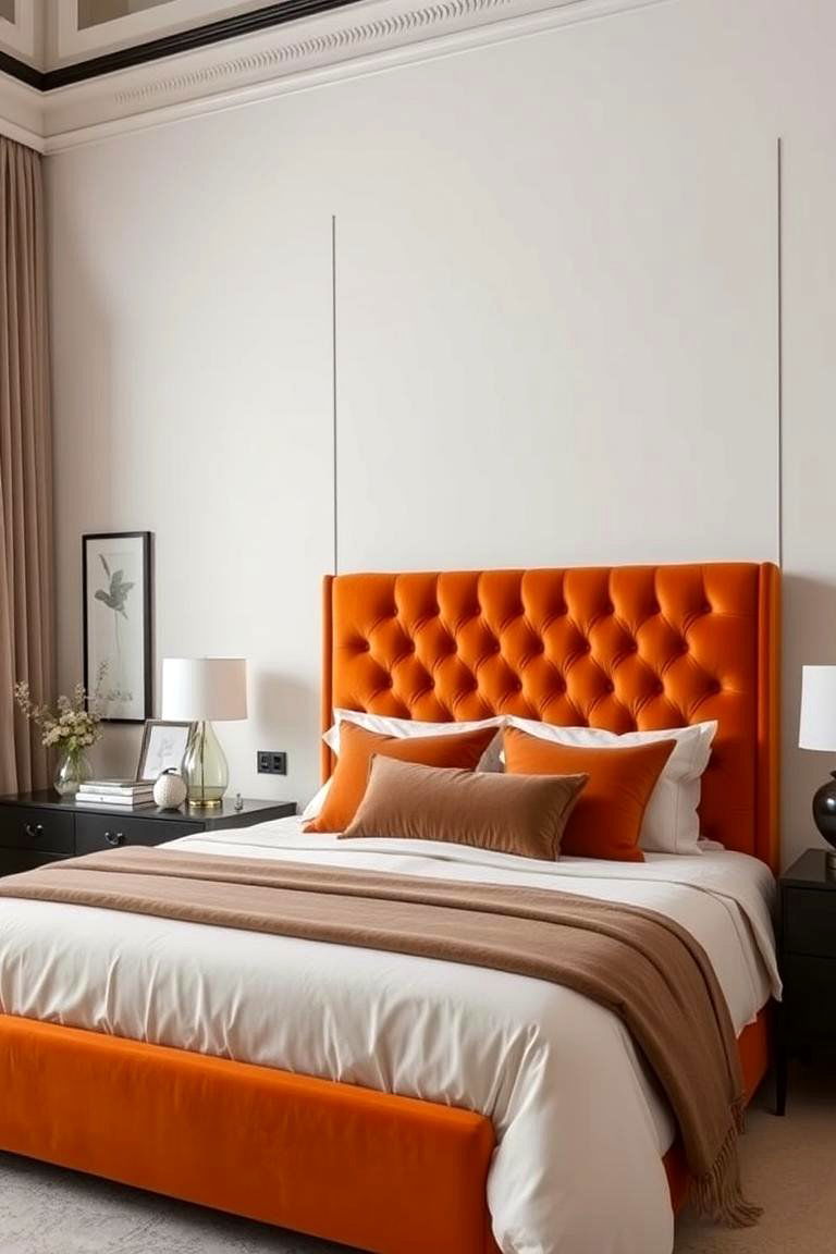 Orange Headboard Statement - 24 Orange Bedroom Ideas