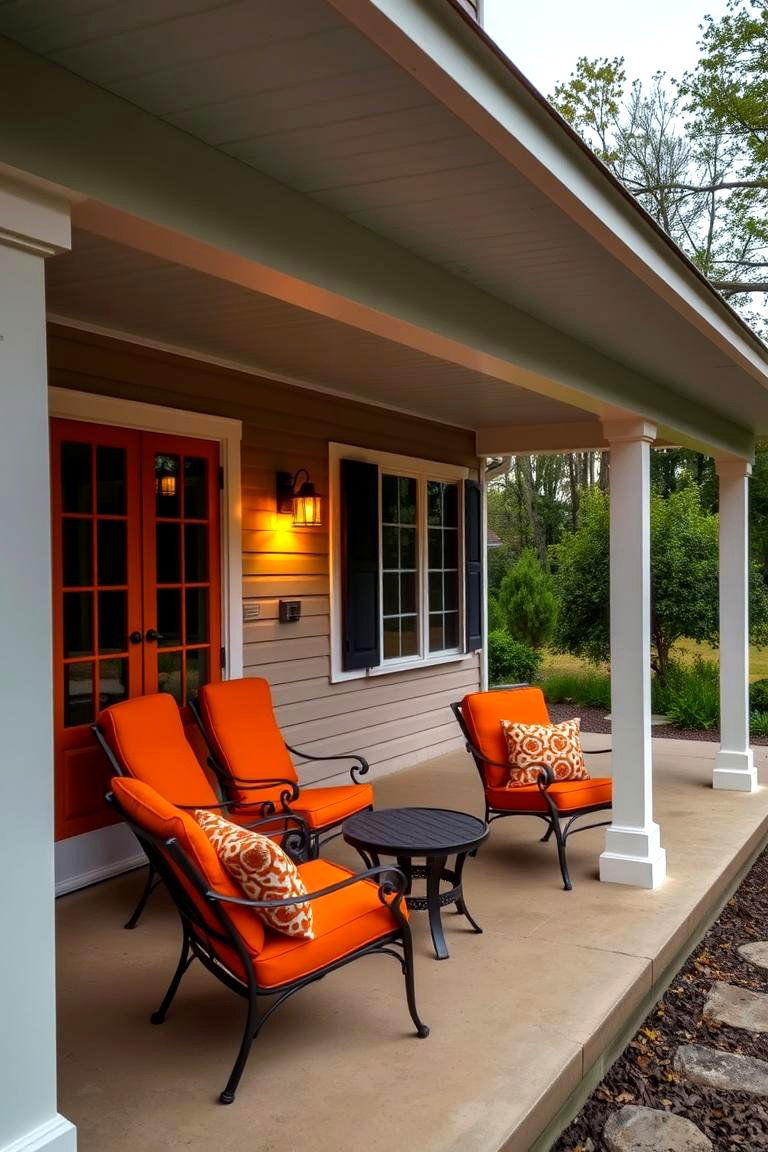 Orange Outdoor Furniture on a Porch or Patio - 24 Orange House Exterior Ideas