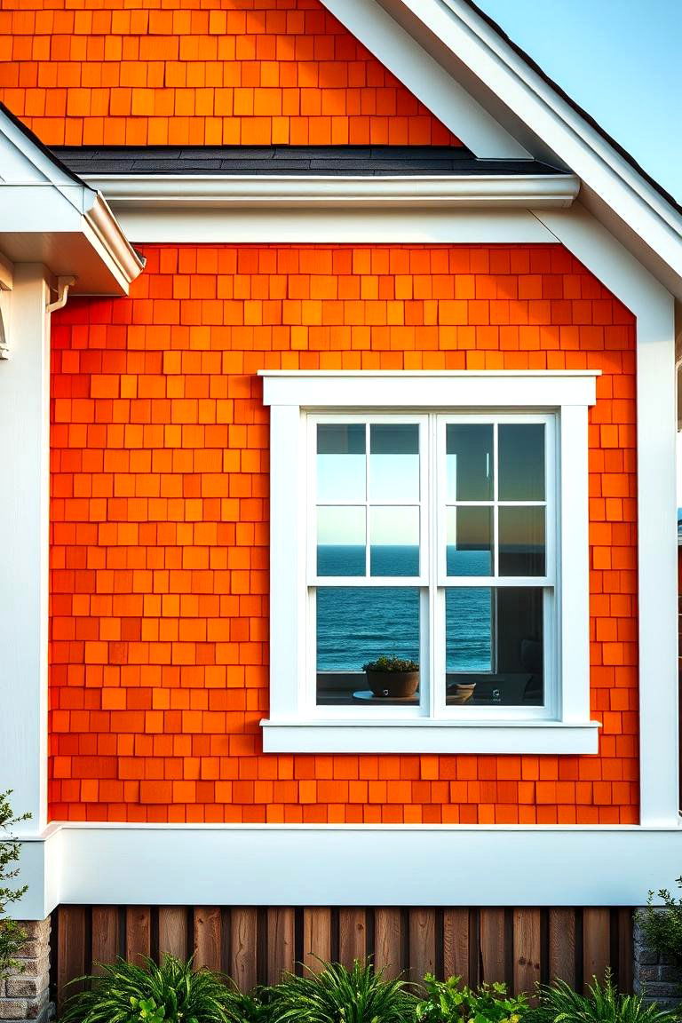 Orange Shingle Siding with White Trim - 24 Orange House Exterior Ideas