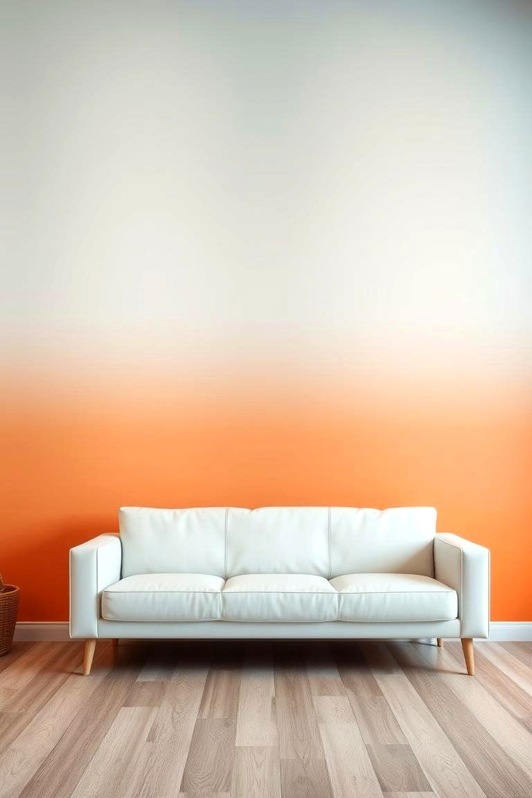 Orange and Blue Ombre Wall Effect - 24 orange and blue living room ideas