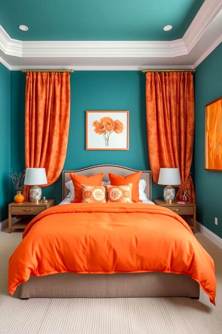 Orange and Teal Harmony - 24 Orange Bedroom Ideas