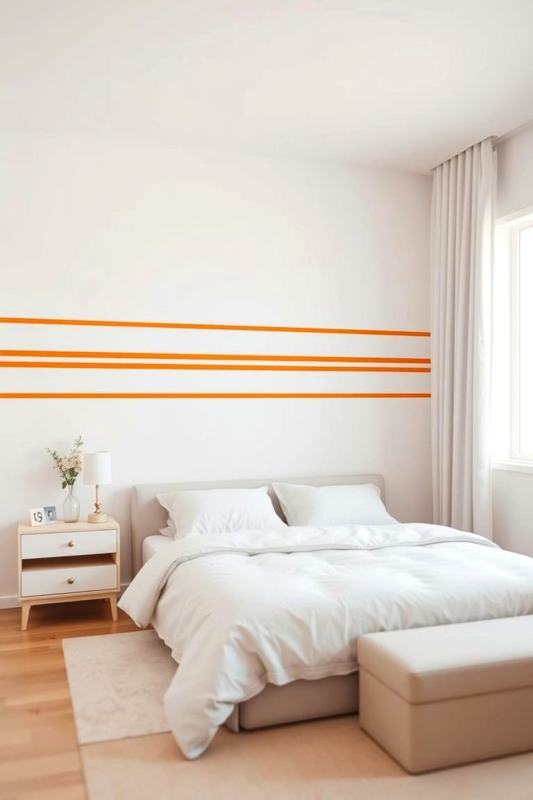 Orange and White Stripes - 24 Orange Bedroom Ideas