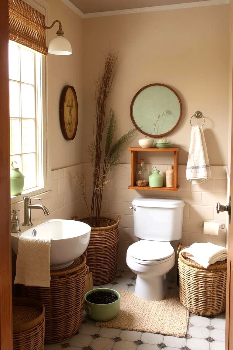 Organic Accents in Decor - 24 Sage Green and Cream Bathroom Ideas