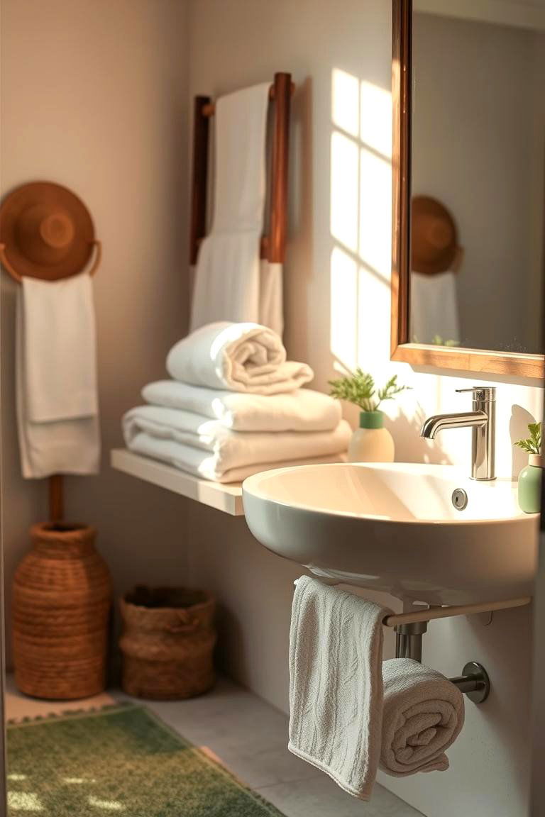 Organic Cotton Towels for Soft Comfort - 24 Small Green Bathroom Ideas