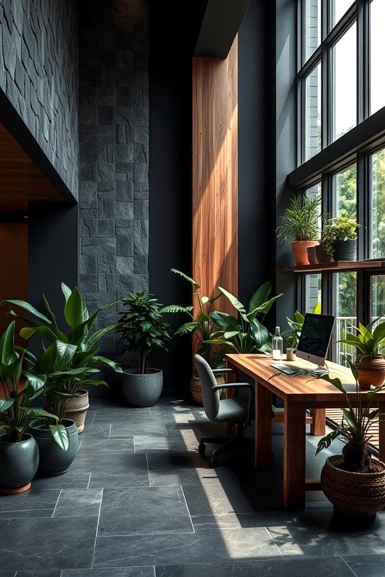 Organic Dark Elements - 24 dark home office design ideas