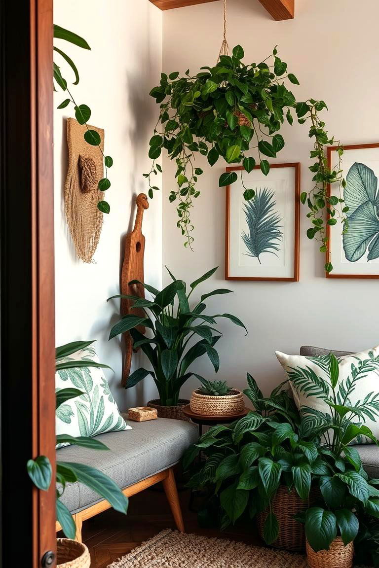 Organic Elements and Greenery - 24 Country Bedroom Ideas