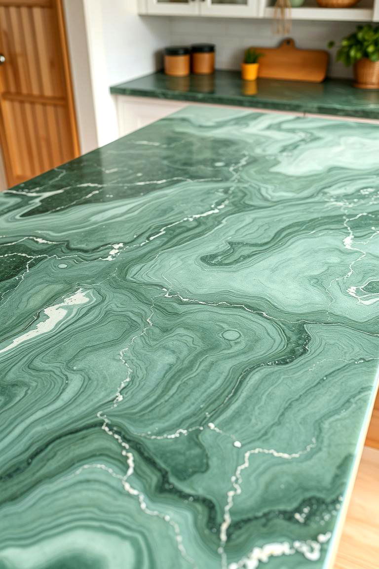 Organic Flow Design - 24 Green Marble Countertop Design Ideas