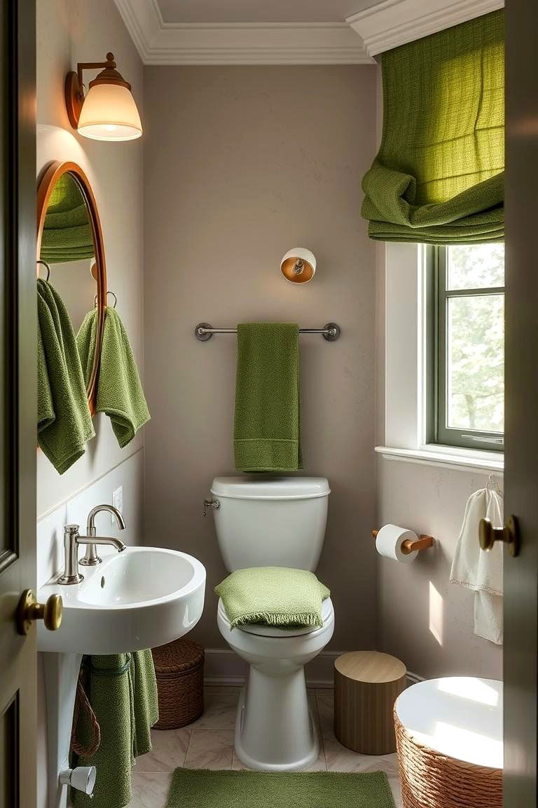 Organic Green Textiles - 24 Green Powder Room Ideas