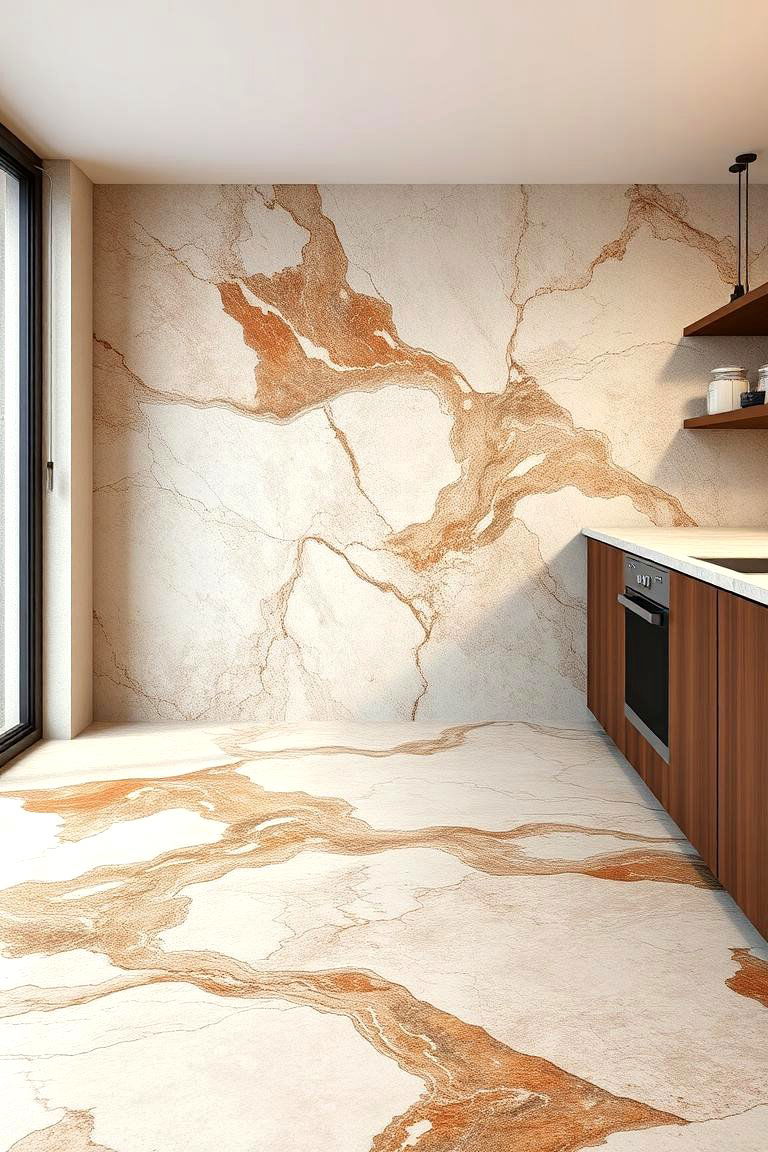 Organic Marble Textures - 24 Marble Kitchen Floor Ideas