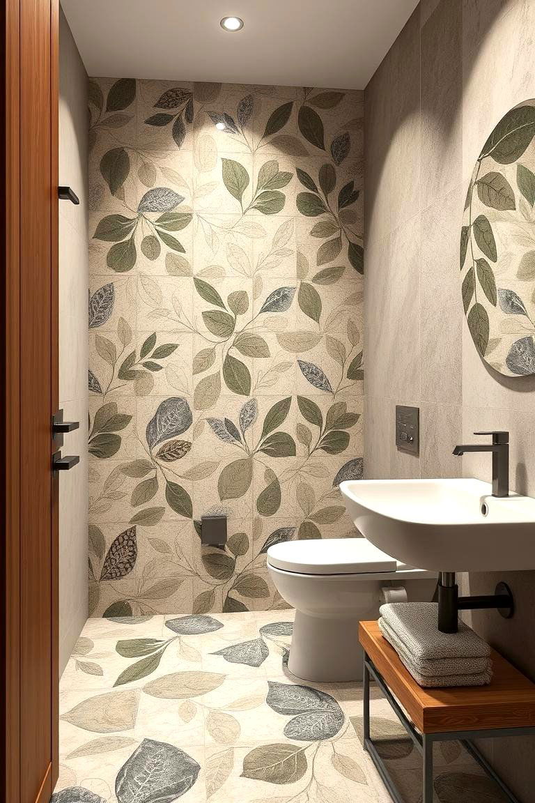 Organic Patterned Tiles - 24 Natural Bathroom Ideas