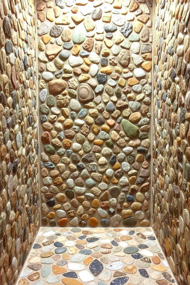 Organic Patterns - 24 Pebble Tile Bathroom Ideas