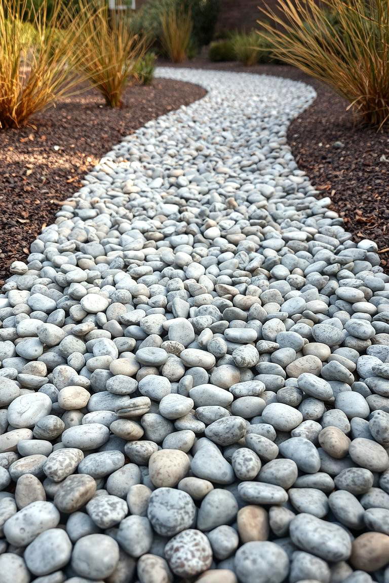 Organic Pebble Path - 24 Stepping Stone Walkway Ideas