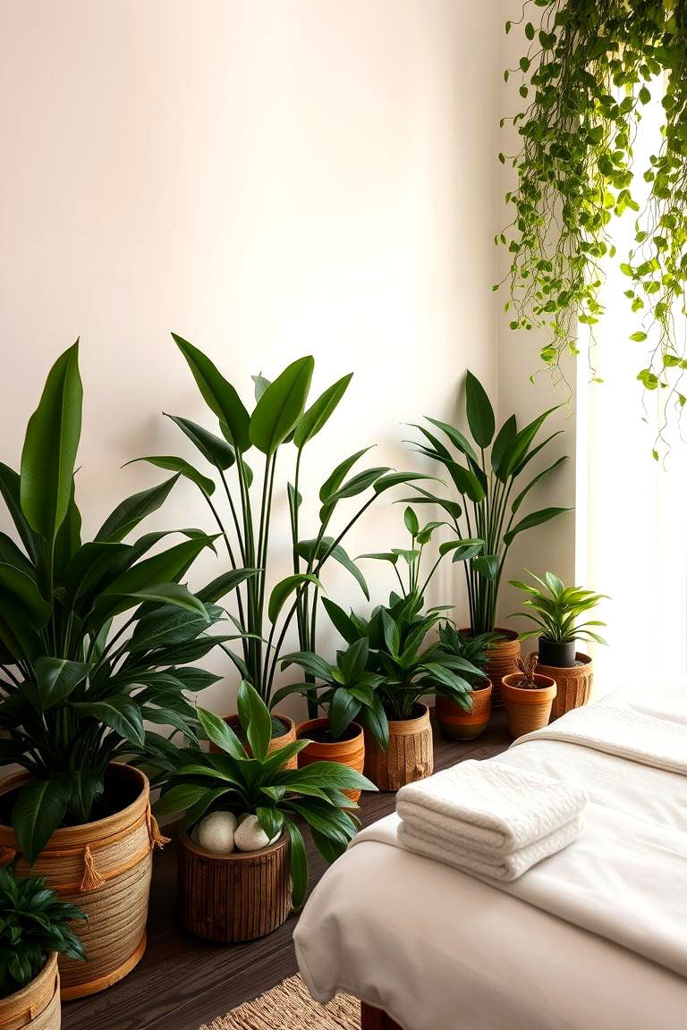 Organic Plant Accents - 24 Massage Room Setup Ideas
