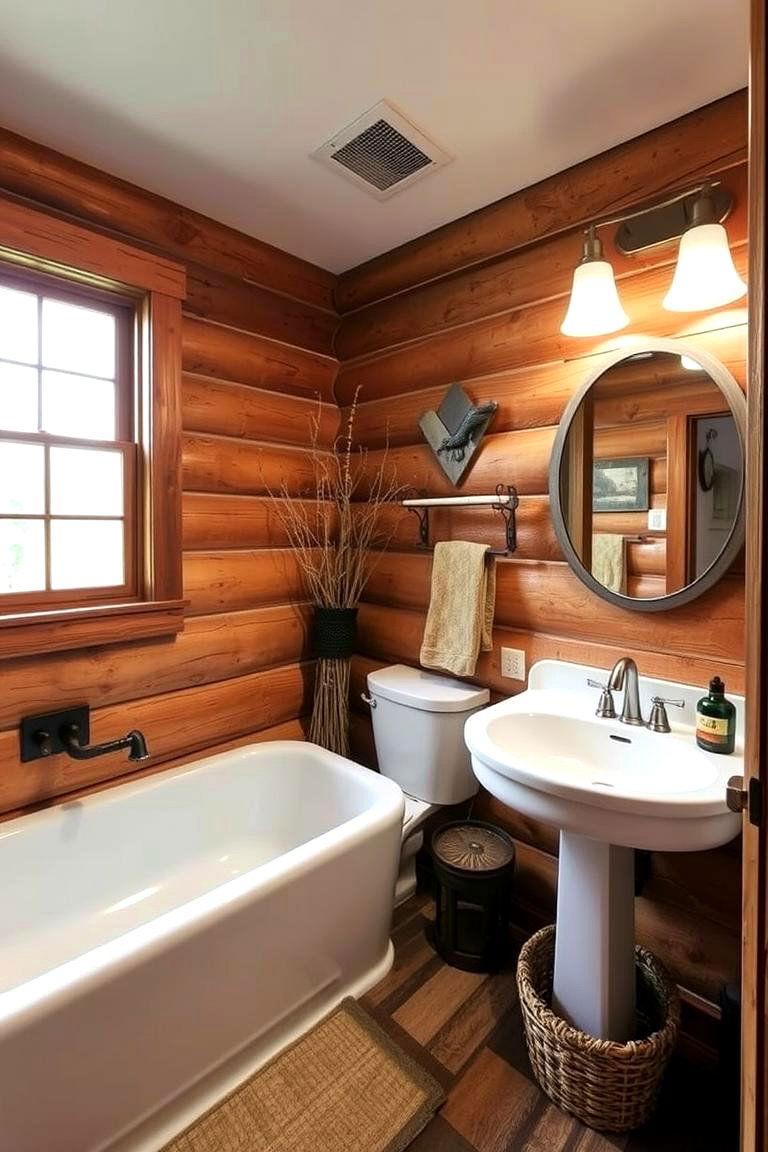 Organic Sustainable Materials Focus - 24 Log Cabin Bathroom Ideas
