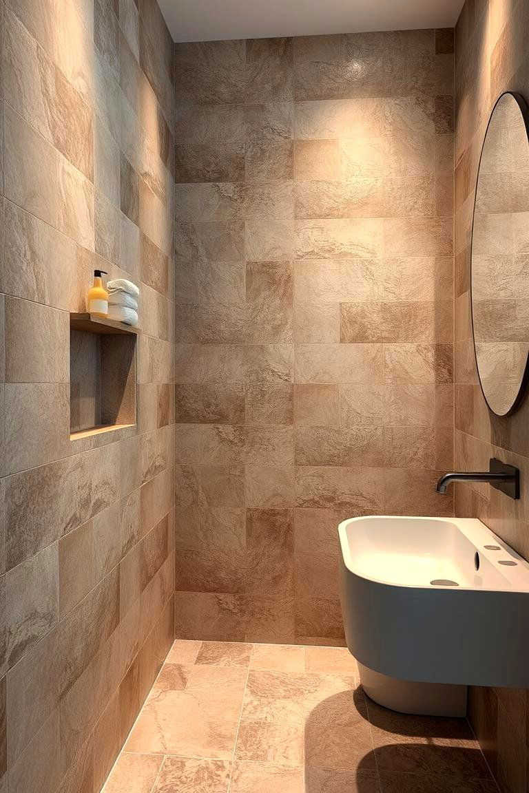Organic Textured Tiles - 24 Earthy Bathroom Ideas