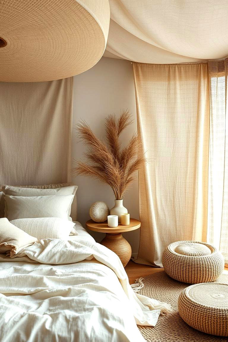 Organic Textures Integration - 24 Japandi Bedroom Design Ideas