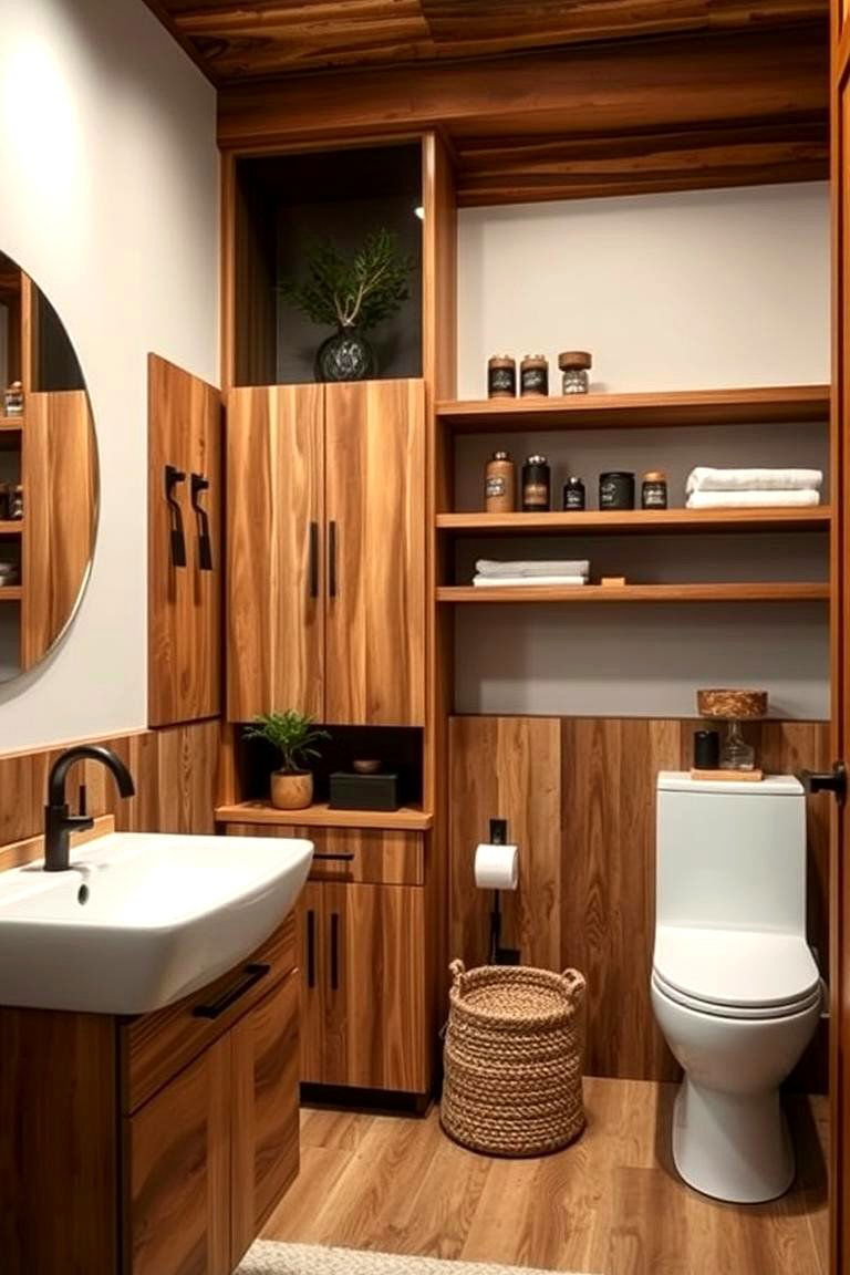 Organic Wood Accents - 24 Natural Bathroom Ideas