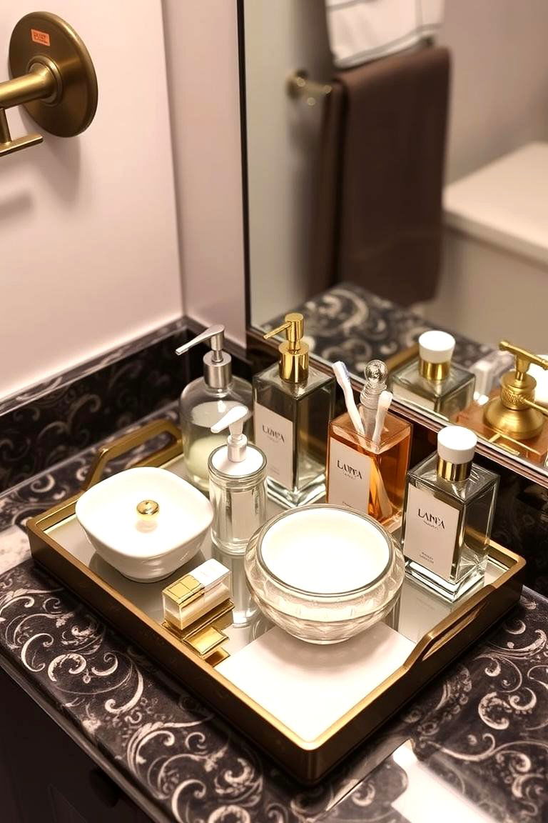 Organize Bathroom Accessories with Trays - 24 Bathroom Organization Ideas
