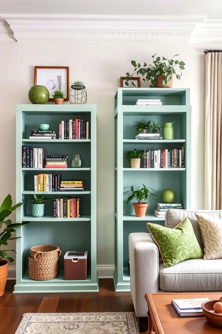 Organize in Style with Green Shelving and Storage - 24 Green Living Room Ideas