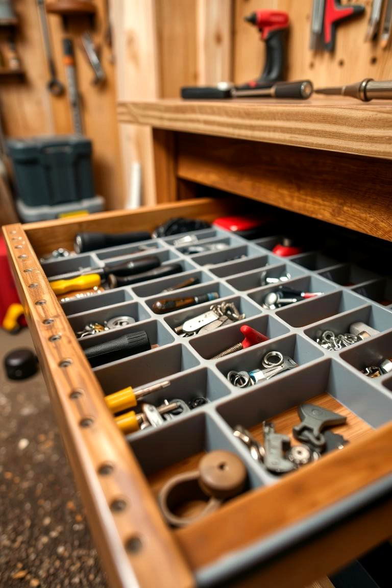 Organize with Drawer Dividers - 24 Shed Organization Ideas
