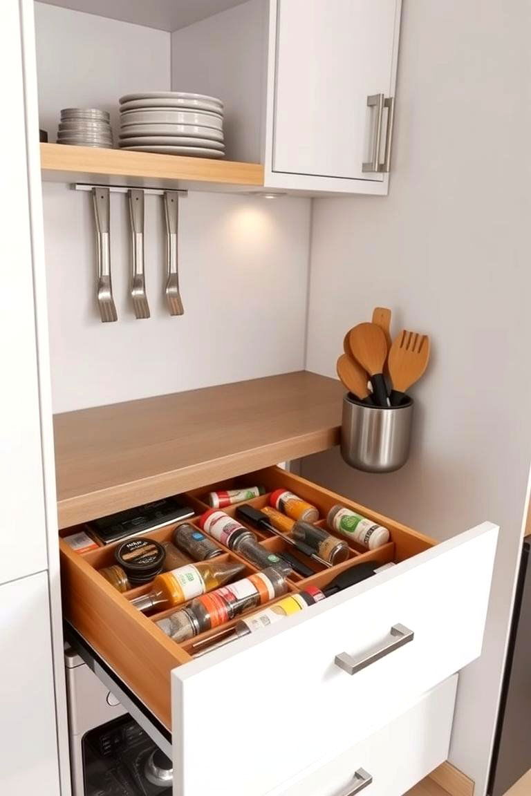 Organized Countertop Drawer - 24 Kitchen Corner Ideas