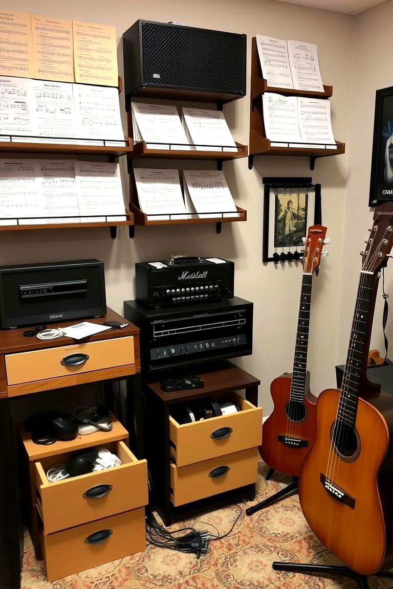 Organized Storage Solutions - 24 Music Room Ideas