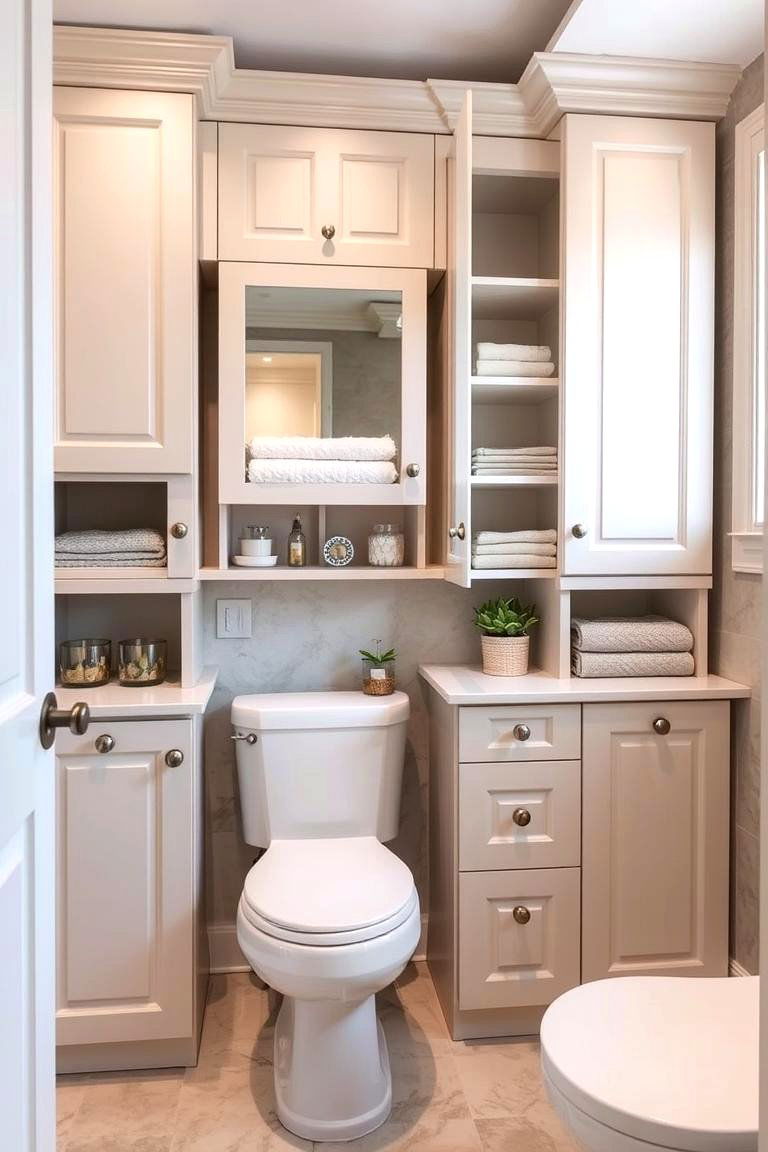 Organized Storage Solutions - 24 Beige and White Bathroom Ideas