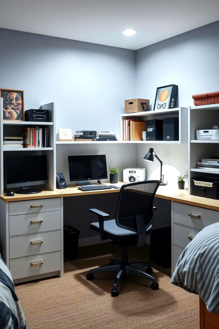 Organized Study Corner - 24 Dorm Room Decorating Ideas