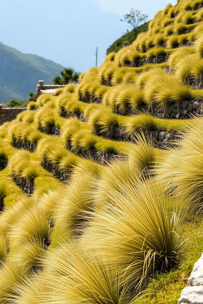Ornamental Grass Terraces - 24 Hillside Terraced Garden Ideas