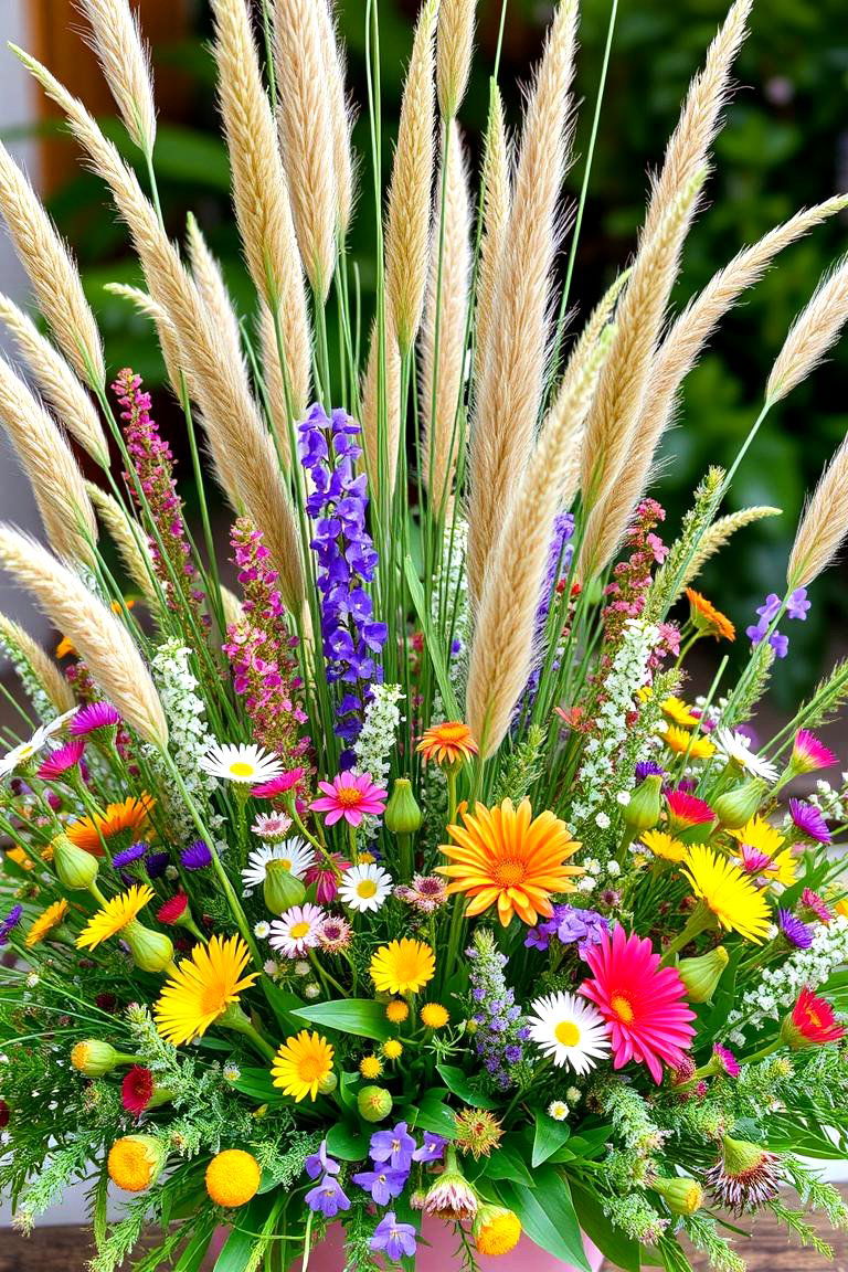 Ornamental Grasses and Wildflower Mix - 24 Garden Centerpiece Ideas