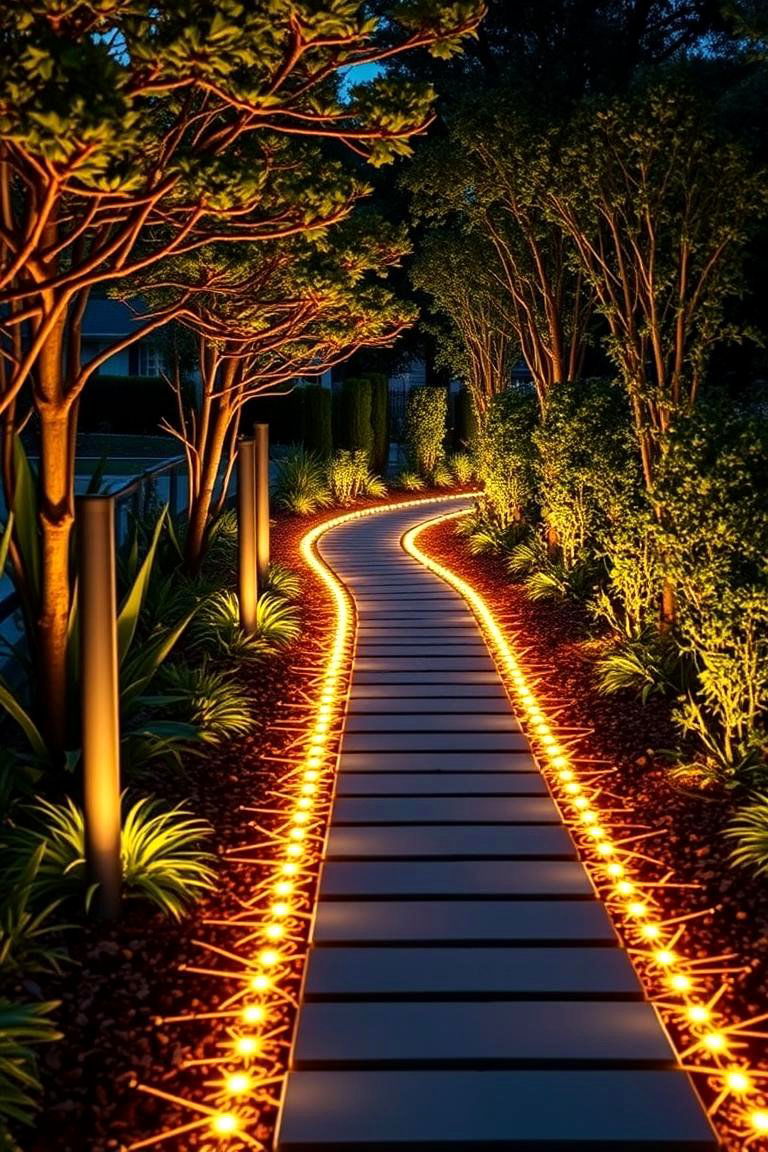 Ornamental LED Lit Path - 24 Front Walkway Ideas