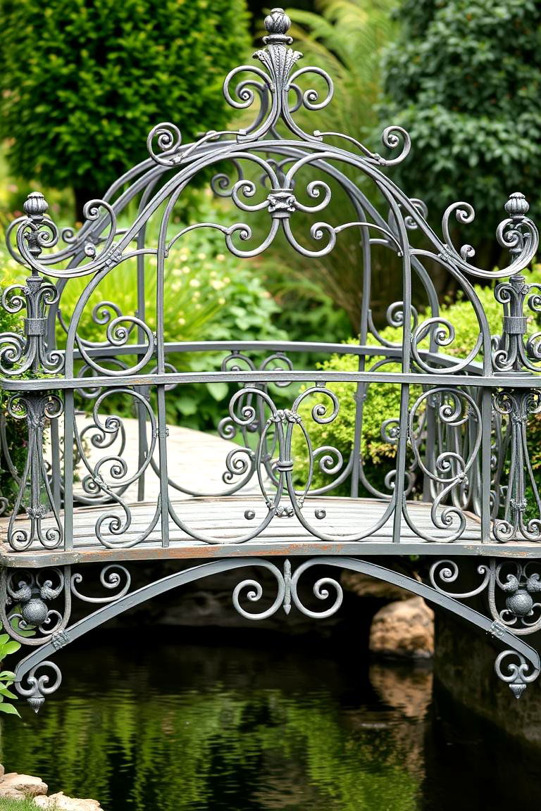 Ornamental Wrought Iron Bridge - 24 Garden Bridge Ideas