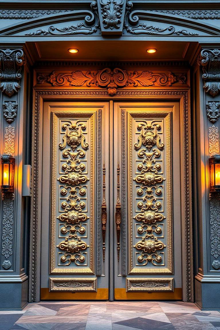 Ornate Customized Double Doors - 24 Double Front Door Ideas